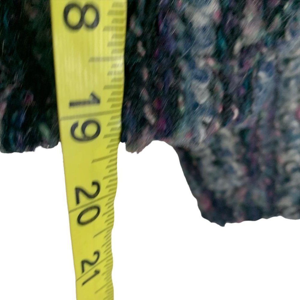 Vintage 90s Blue Multicolor Boucle Short Waist Cardigan Medium - Picture 6 of 6